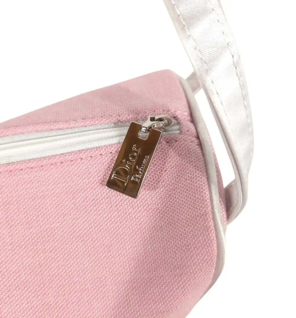 Dior Parfums Cosmetic Bag Pink Canvas Vanity Handle GWP F092177304 $50